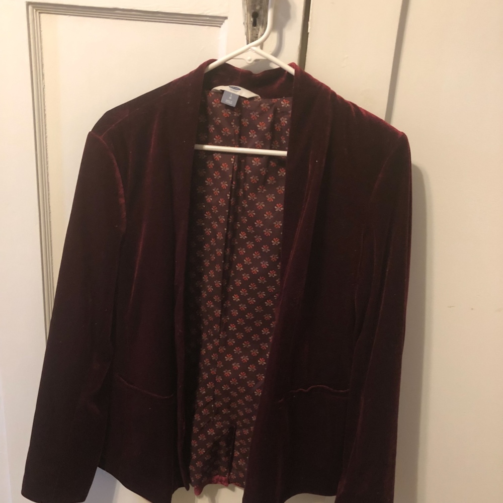 Old Navy Burgundy Velvet Blazer Size L